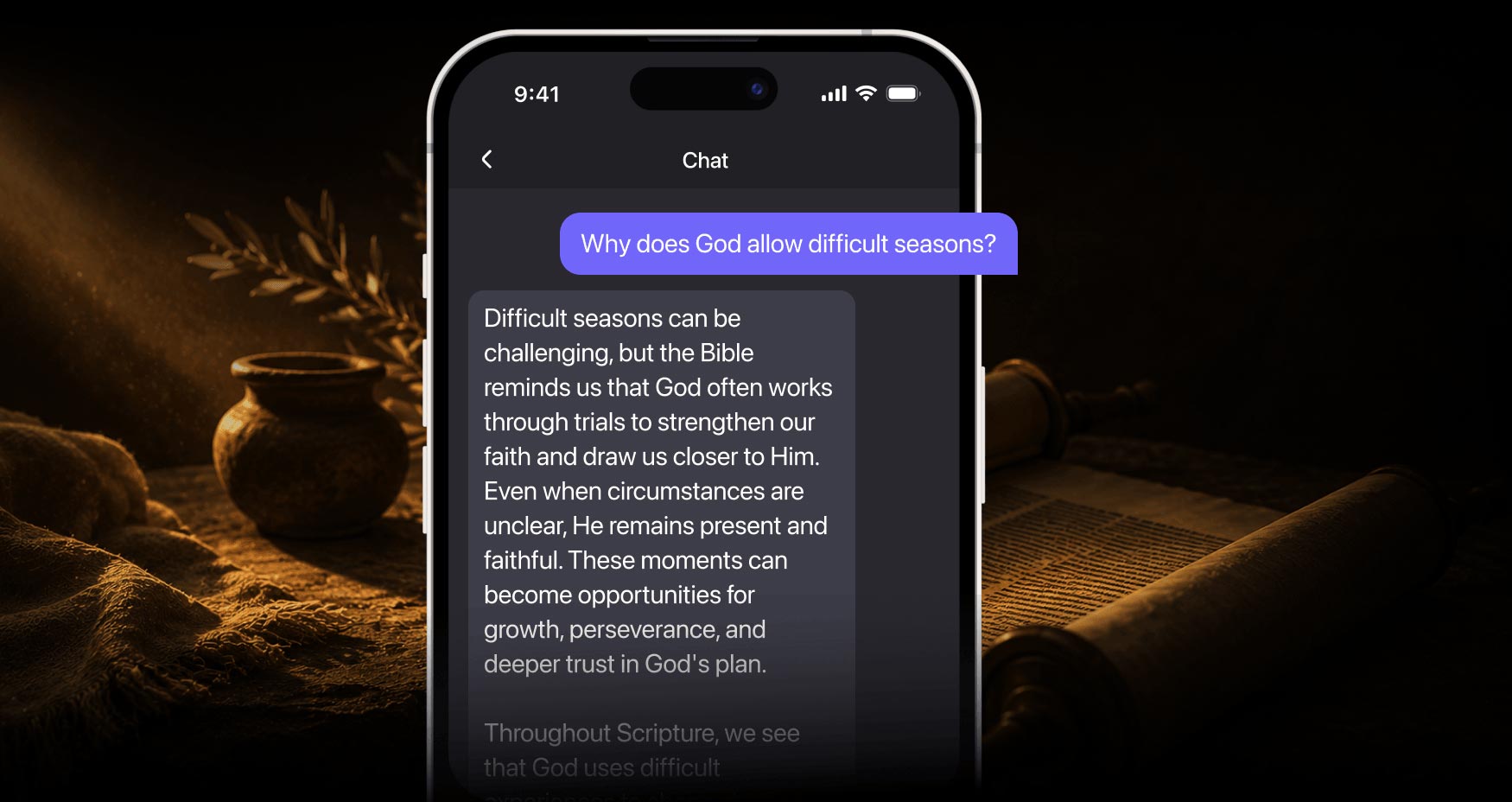 Ask questions about Scripture in the Faithe chat